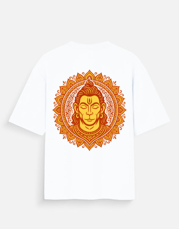 Divine Hanuman Glow T-Shirt – Spiritual Energy Edition | Sacred Mandala Design | Unisex Oversized