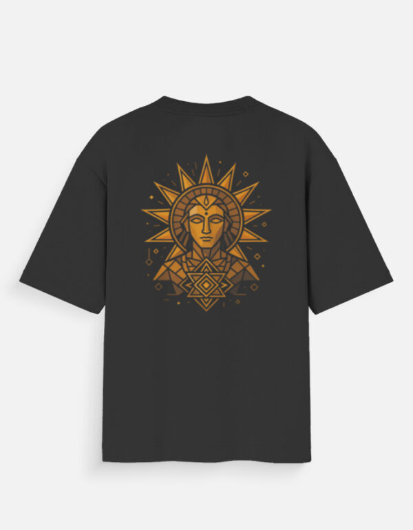 Golden Sun Deity Geometric T-Shirt | Sacred Energy Art Design | Xstyle.store